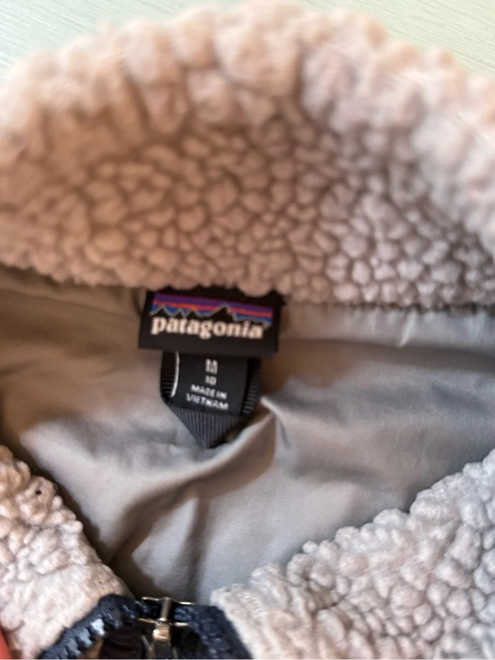 Patagonia Cream Sherpa Fleece Vest with Dark Trim